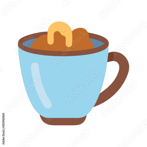 Mug of hot cocoa with marshmallows graphic illustration