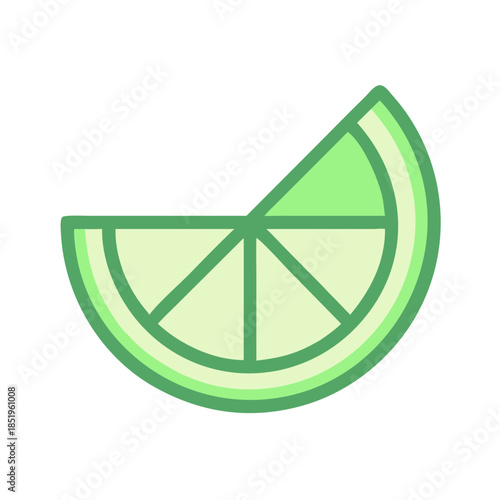 Stylized lime wedge illustration on white background