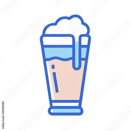 Glass of beer with foam in flat graphic style