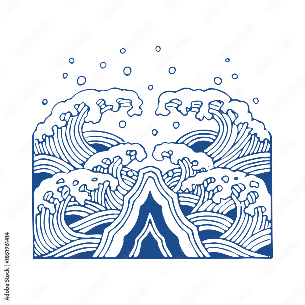 Fototapeta premium Chinese Blue and White Porcelain Pattern, Traditional Vector Design