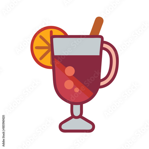 Flat design mulled wine icon on white background