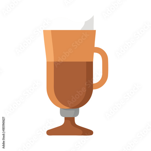 Caramel coffee drink with whipped cream in tall glass