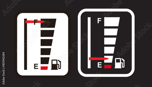 Gas and fuel gauge meter full and empty icon set vector illustration