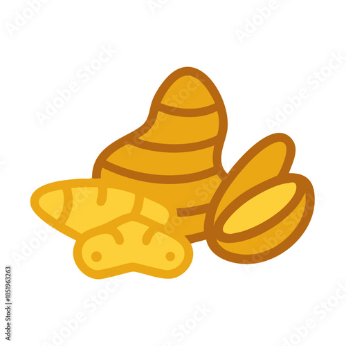 Ginger root vector illustration on white background, flat style
