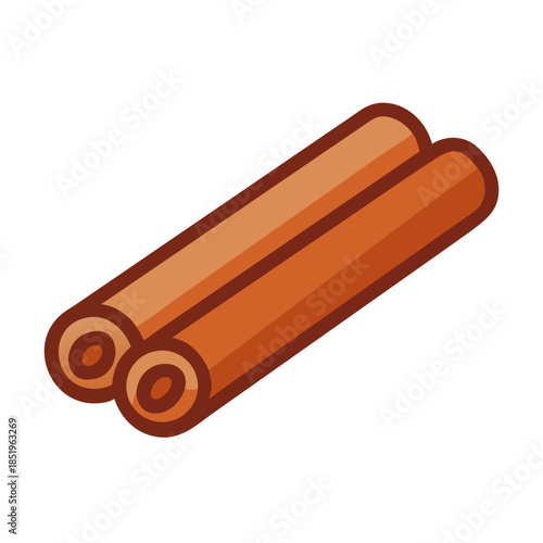 Two cinnamon sticks on a white background, icon design