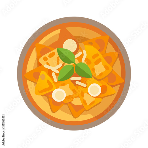 Stylized Nachos Plate Illustration on white background