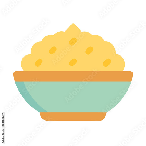 Bowl of creamy mash illustration over white background studio