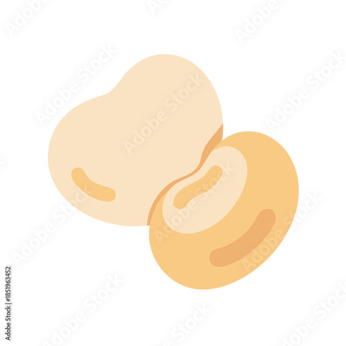 Minimalist flat lay of two soybeans on white backdrop