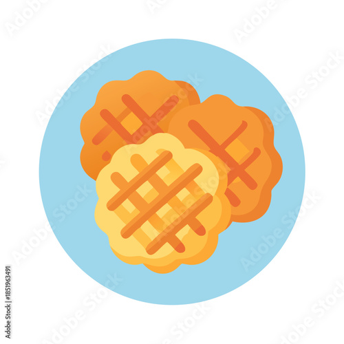 Stack of waffles on light blue background vector illustration