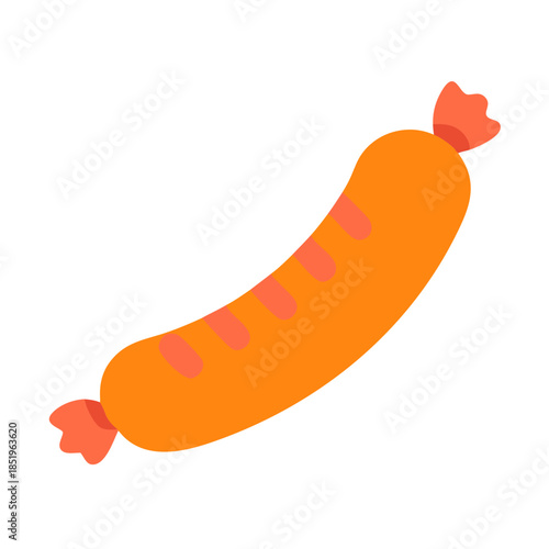 Cartoon sausage vector illustration against plain black backdrop
