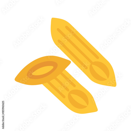 Stylized Penne Pasta Isolated Against white background Still Life
