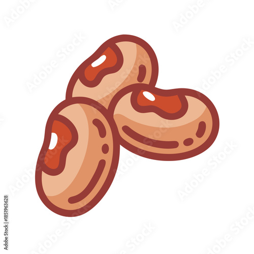 Stylized Illustration of Three Kidney Beans on white background