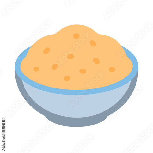 Isometric illustration of oatmeal bowl on a white background