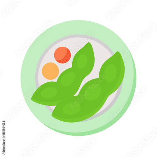 Fresh edamame dish on a plate vector illustration
