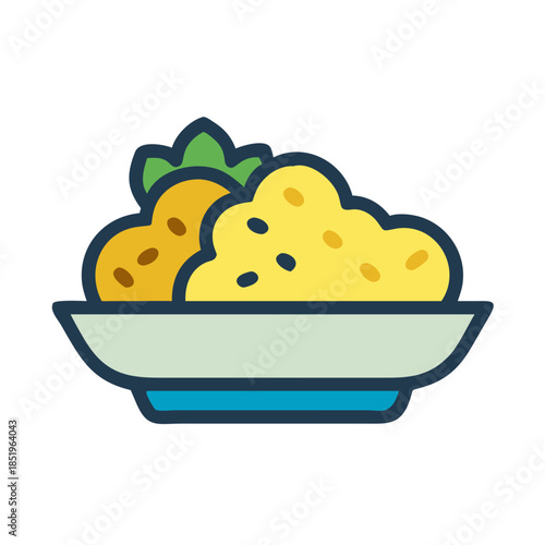 Vector Illustration: Bowl of Mashed Potatoes and Root Vegetables