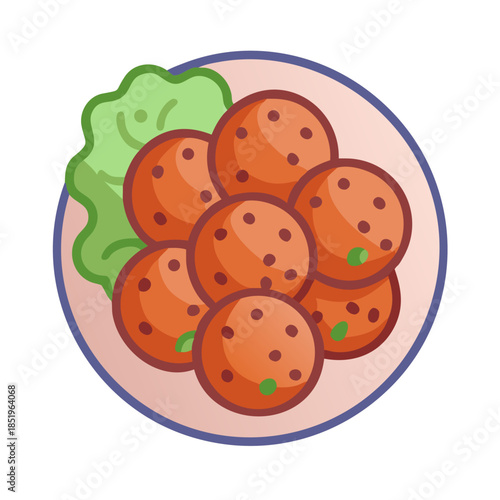 Delicious falafel balls served with lettuce on a plate