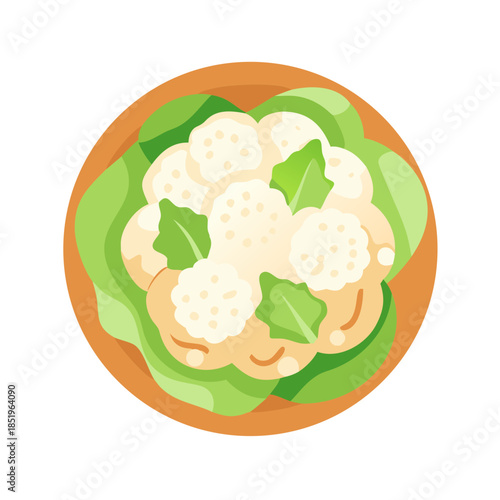 Flat vector illustration of cauliflower dish on white background