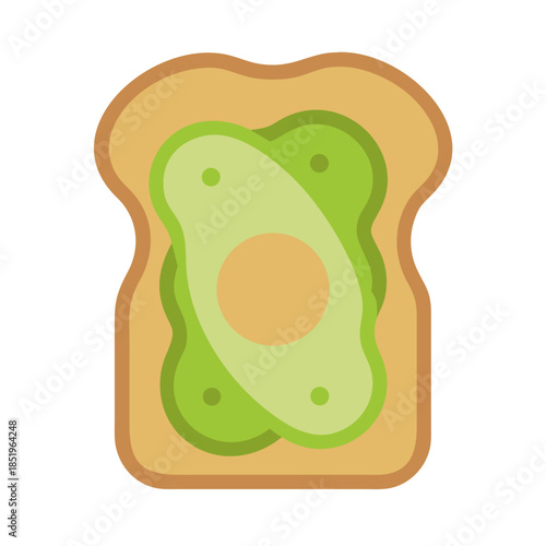 Avocado toast illustration with stylized avocado slice centered