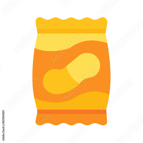 Stylized bag of potato chips on white background
