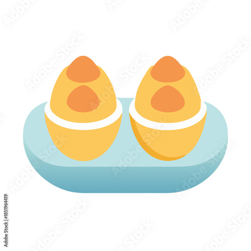 Deviled eggs on platter minimal style food illustration art