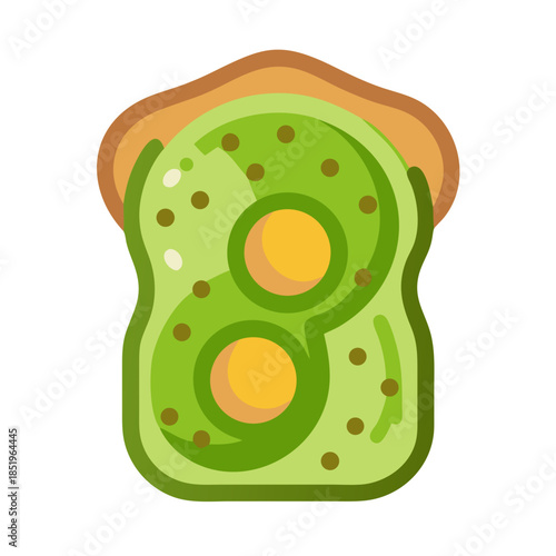 Illustration of avocado toast with two egg yolks
