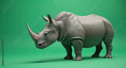 Rhino against green-screen background.4k video.