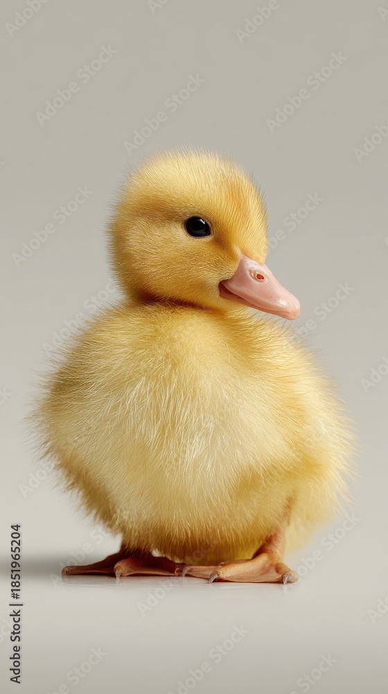 Fototapeta premium cute baby duckling with copy space, minimal background, vertical