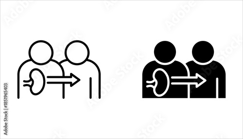 Human organ transplantation icon set. with a white background.
