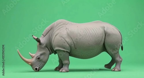 Rhino against green-screen background.4k video.