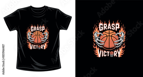 Grasp victory basketball graphic vector art-shirt design print template