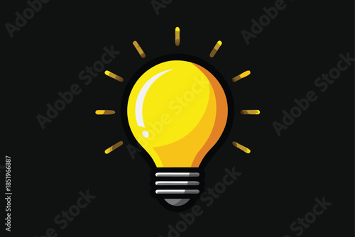 A single bright yellow light bulb shining against a black backdrop, symbolizing a brilliant idea, creativity, or a moment of inspiration.