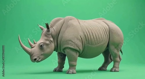 Rhino against green-screen background.4k video.