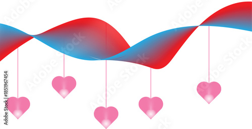 Valentine s day promotion with pink hearts clouds and a fifty percent discount colorful heart on a white background