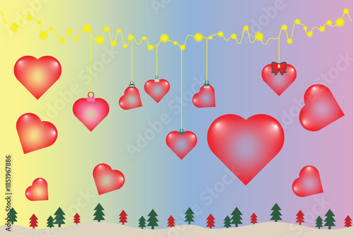 Valentine s day promotion with pink hearts clouds and a fifty percent discount valentine greeting card