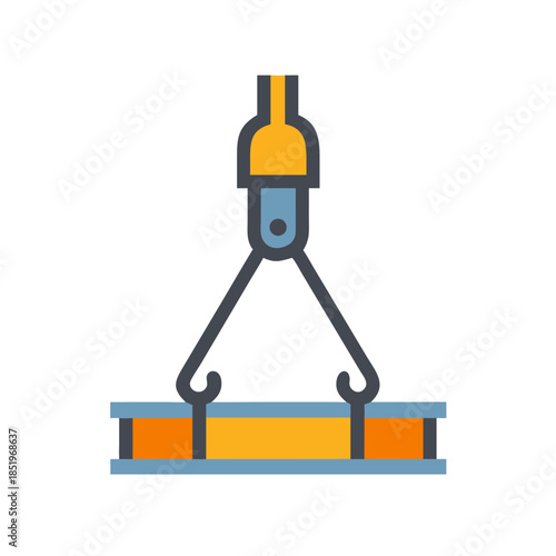 Stylized illustration of lifting mechanism holding rectangular object