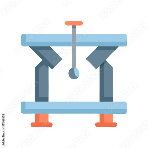 Stylized illustration of a physics experiment setup pendulum system