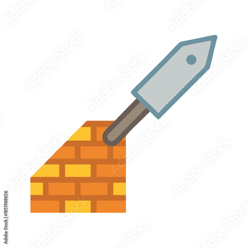 Building a Brick Wall with a Trowel on Black