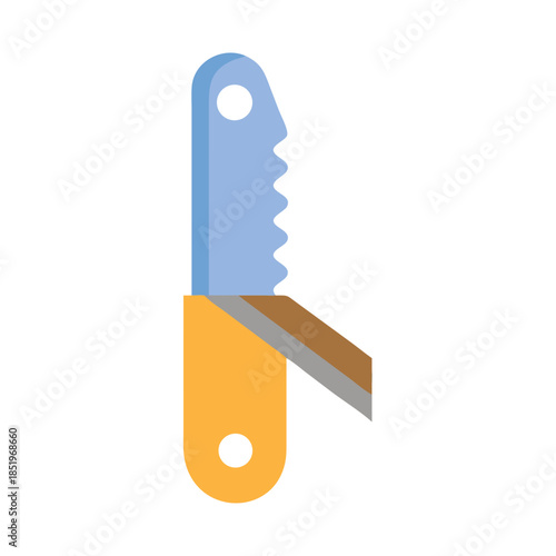 Folding Pocket Saw Simple Flat Icon Illustration Design