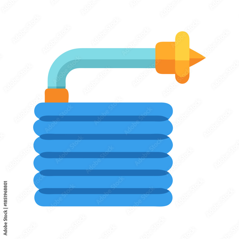 Fototapeta premium Flat design illustration of a blue garden hose coil