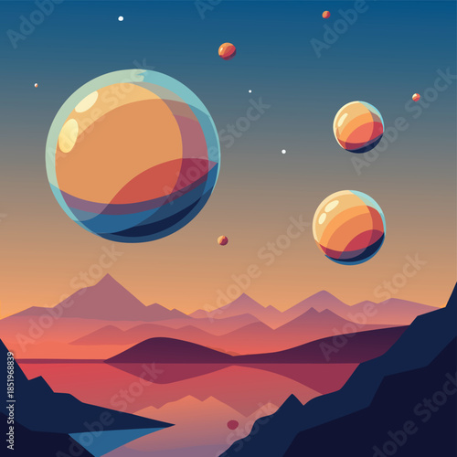 Gentle, translucent bubbles floating serenely in the air, adding a light and airy feel to any design.