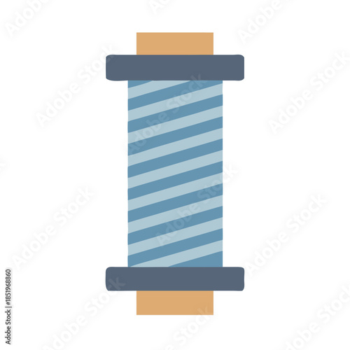 Stylized flat vector icon of thread spool on black