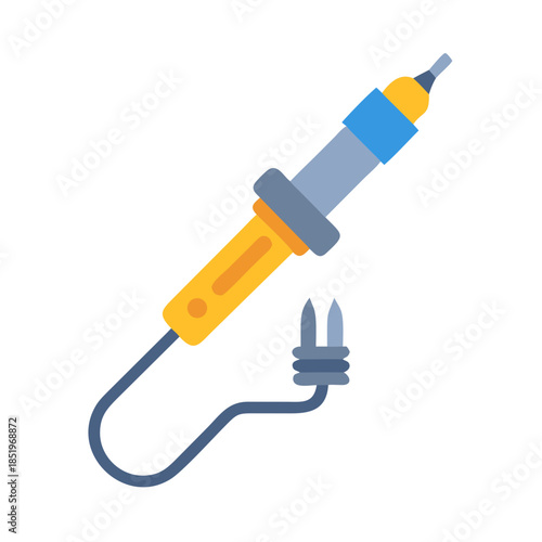 Flat illustration of a soldering iron on black background