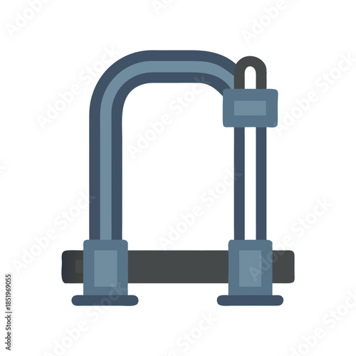 Flat graphic icon of blue bicycle lock on black