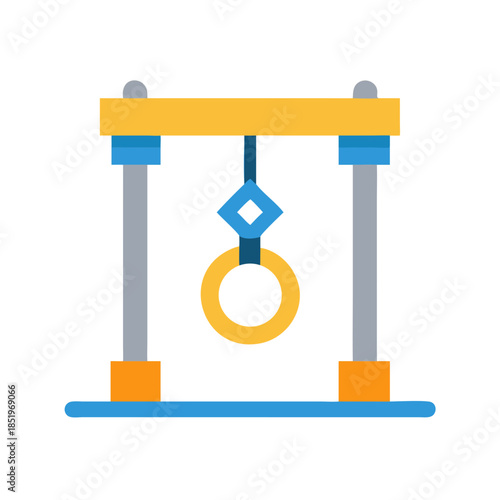 Minimalist geometric gymnastic rings equipment on black background