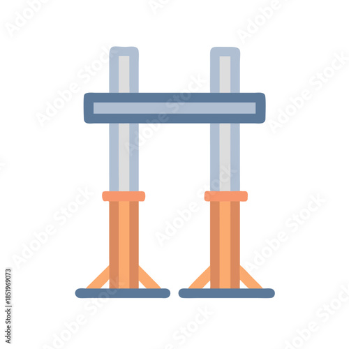 Illustration of a blue and orange jack stand