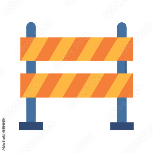 Isolated vector illustration of a construction barrier with stripes