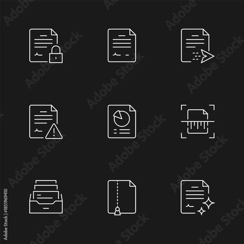 Set line icons of document