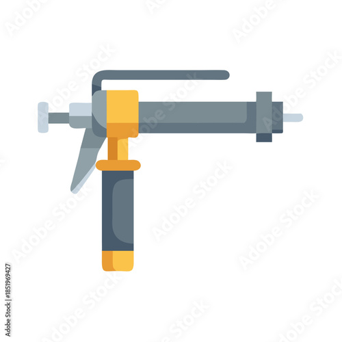 Illustration of a caulking gun tool on black background
