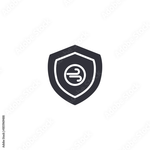 Shield with humidifier icon representing protected air quality, safe humidity control, indoor health protection, and clean breathing environment.