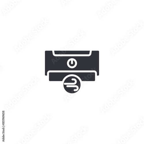 Humidifier with control button icon representing easy operation, user-friendly interface, adjustable humidity, and smart home appliance.